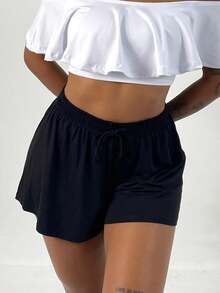 Women's Shorts Loose High Waist New Viscolycra Mesh Breeze - 黑色 - 查看 3