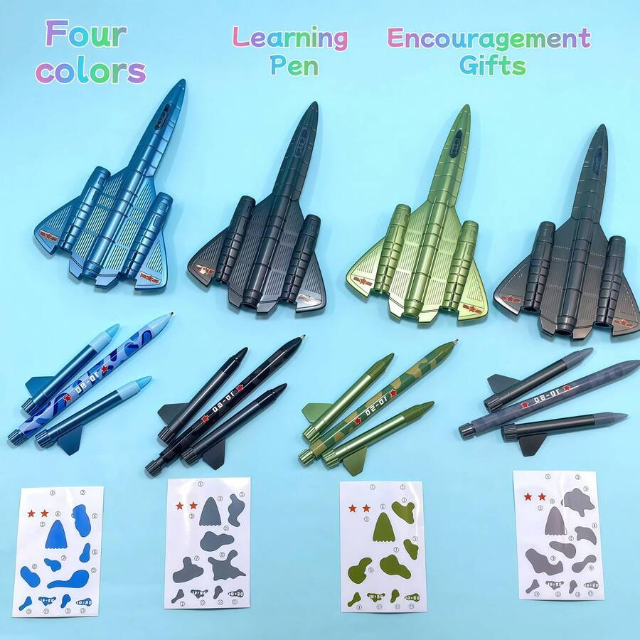 Airplane Model Neutral Pen, Cool Appearance, Smooth Writing, Suitable For Birthday Gifts, Student Signature Pens, 0.5mm Retractable, With Stickers For Decoration, School Supplies, Exquisite Stationery, Applicable For Study And Office - Airplane Model Pen - View 1