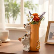 3D猫咪花瓶硅胶模具，DIY桌面植物小花瓶种植模具，适用于环氧树脂、石膏、水泥、软陶等材料。DIY家居装饰配件，手工硅胶模具树脂工艺用品。 - 立體貓咪花瓶矽膠模具 - 查看 6