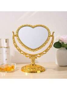 1个旋转化妆镜，复古旋转椭圆形金色ABS欧式桌面双面化妆镜，房间用品 - 彩色 - 查看 15