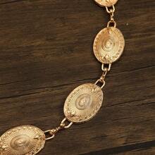 Boho 1pc Women Oval Decor Chain Belt Halloween Summer, School Fall, Autumn, Halloween - Vàng - Xem 3