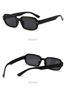 1 Pair Men's Casual Basic Black Rectangular Fashion Glasses, Suitable For Holiday Outings, Outfit Matching, Also Can Be Used As Holiday Gifts - Multicolor - View 8