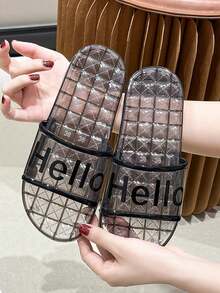 PVC透明拖鞋，夏季塑料凉鞋，轻便室内浴室拖鞋，便携式淋浴拖鞋，速干防滑浴室拖鞋，时尚水晶沙滩凉鞋，简约风格拖鞋，适用于家庭、宿舍、健身房、泳池、水疗中心、露营、海滩、酒店淋浴间等场合，返校必备，家居用品，浴室用品，节日礼物，生日礼物，派对礼物 - 彩色 - 查看 3