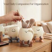This Smiling Face Planter Pot Is The New Darling For Desktop Organization! It Can Be Used To Plant Succulents Or Hold Pens, Turning Clutter Into Neatness. - 1PC - View 7