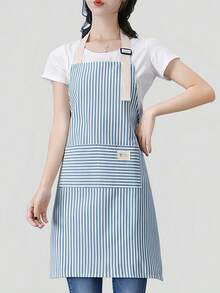 可調節彩色條紋圍裙，中性款附口袋，適合居家廚師、服務生、燒烤大師、理髮師，廚房用品、廚房必需品、家居用品、返校用品、派對用品、郵輪必需品、戶外露營與燒烤 - 彩色 - 查看 12