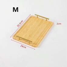 1pc Rectangular Bamboo Tray, Serving Platter, Tea Set Holder, Modern Chinese Style Wooden Tray With Handle, Suitable For Home, Hotel, Tea, Dessert, Coffee - Wood Color - View 14
