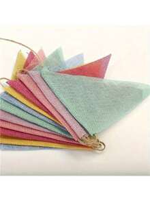 1 pieza / 4 metros Bandera triangular, cuerda colgante de fiesta de yute de colores, adecuada para fiestas de cumpleaños, bodas, decoraciones navideñas, decoraciones de eventos universitarios y decoraciones de fondo de fiesta. - Banderín multicolor de 4 metros - Ver 6