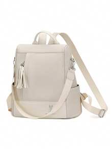 Women's Fashion Anti-Theft Backpack With Large Capacity For Travel And Laptop - Beige - View 5