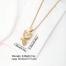 1pc 18k Gold Plated Copper Cubic Zirconia Pendant Necklace, Minimalist Luxury Jewelry Gift For Women - Gold - View 14