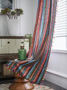 Bubaba 1片金属箔遮光窗帘，波西米亚风金属箔彩色流苏窗帘，适用于卧室、客厅、餐厅、厨房、咖啡厅、玄关、露台门，四季皆宜。 - 彩色 - 查看 7