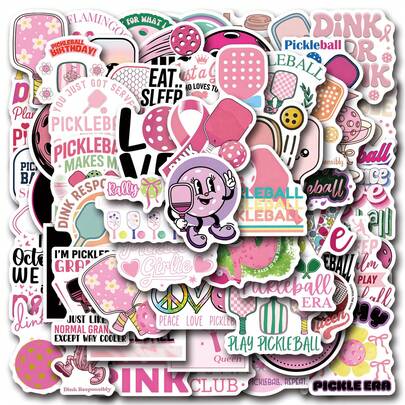 61PCS Pink Pickleball Stickers High Quality Stickers Decals Scrapbook,Journaling,Laptop,Bumper,Skateboard,Water Bottles,Computer,Phone Stickers Can Bring A Lot Of Fun To Your Life,The Perfect Gift For Adults