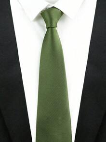 1pc 8cm Men's Solid Military Green Classic Casual Necktie - Army Green - View 1