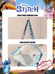 1 Pc Disney Officially Licensed Stitch Pattern Canvas Tote Bag, Women's Large-Capacity Shoulder Bag, Lightweight Reusable Shopping Bag – Ideal For Girls, Teens, Cartoon Fans, Perfect For Daily Commutes, Grocery Shopping, School Runs, Beach Trips, Holiday Gatherings,Back To School - Multicolor - View 12