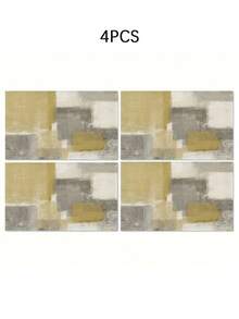 1/4/5/6/7pcs Bohemian Style Abstract Geometric Pattern Decor Set, Home Decoration Set For Living Room, Bedroom, Dining Room, Linen-Like Material, Multi-Size Options, Dining Table Decor, Fireplace Scarf, Placemats, Coasters - Yellow - View 20