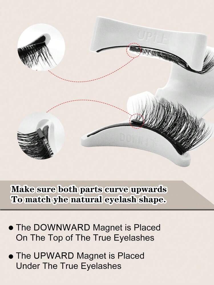 Waloshow 1 Pair Magnetic Short False Eyelashes, No Glue Needed, Magnetic Eyelashes Natural & Charming Cat Eye Style, Reusable Eyelashes Suitable For Slouchy Makeup, Bloggers, Women Gift - Black - View 6