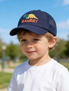 1顶幼儿男童（1-7岁）恐龙图案棒球帽，网眼后幅，热带冲浪图案网眼帽，儿童沙滩公园日常防晒帽，夏季 - 1PC - 查看 2