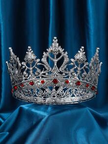 Royal King Crown For Cosplay Prop Holiday Party, Halloween Costume Prom Party, Adjustable Royal Crown Prince Tiara - Red - View 1