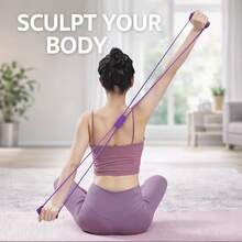 8-Shaped Resistance Band Pull Rope, Yoga Chest Expander For Back Training And Shoulder Stretch, Figure 8 Elastic Exercise Tube With Foam Handles, Home Fitness Arm Sculpting Workout Equipment For Women Indoor Strength Training Gear - 隨機 - 查看 4