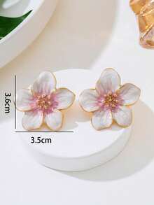 1 paire de boucles d'oreilles à tige fleur à 5 pétales mignonnes et chics en tie-dye, convient pour le port quotidien, décontracté et de voyage des femmes, cadeau d'anniversaire pour la petite amie - Multicolore - Voir 6
