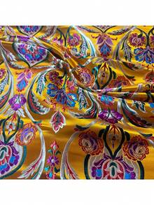 1pc High-Quality Gold Jacquard Satin Fabric, Elegant Floral Pattern, Suitable For DIY Home Decor And Garment Making, Great For Cushion Covers, Sofa Covers, Bags, Cheongsam And Performance Costumes. Size: 19.68/36/108/180 Inches Length, 29.5 Inches Width. Weight: 240g/Sqm. - Jacquard Fabric - View 1
