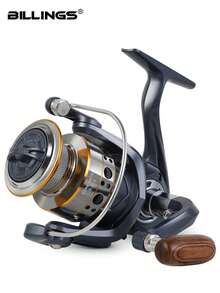 BILLINGS Carrete de pesca giratorio, serie 1000-7000, arrastre máximo de 12 kg, bobina de metal suave, palanca plegable intercambiable izquierda/derecha, fácil de transportar, relación de engranajes 5.2:1 para pesca de agua salada y agua dulce - Gris - Ver 2