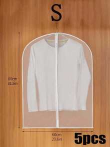 5件套透明衣物防尘罩，防尘袋，衣柜收纳袋 - 西装罩，衣物收纳袋，便携式旅行家用衣物袋，可水洗，适用于衣柜收纳，父亲节礼物，适用于衬衫、西装、连衣裙，优质服装防尘罩，透明拉链衣物罩，收纳整理器，旅行必备 - 白色 - 查看 12