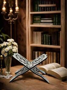 1pc Acrylic Bookshelf, X-Shaped Transparent Bookshelf, Acrylic Bookshelf, Bible Rack, Acrylic Book Display Shelf, Food Display Shelf, Acrylic Reading Rack, Kitchen Recipe Shelf, Transparent X-Shaped Bookshelf, Desktop Display Rack, Magazine & Book Storage Rack - Multicolor - View 5