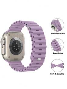 1条男女通用运动海洋风表带，兼容49mm、46mm、45mm、44mm、42mm、41mm、40mm、38mm尺寸的 Series 10/9/8/7/6/5/4/3/2/1 Ultra SE - 薰衣草 - 查看 3