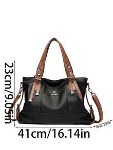 2026新款酒红色女士斜挎包，中年女士大容量手提包，吸睛女士工作包 - 黑色 - 查看 8