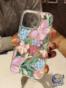 [3-Day Delivery]Flower 1pc Shock-Absorbing Transparent Floral Leaf Design Phone Case, Vivid Pink Orchid Pattern, Compatible With IPhone 17 16 Pro Max, 15/14 Plus, 13/12/11 And Series Waterproof Anti-Fall Scratch Resistant - 1 cái - Xem 1