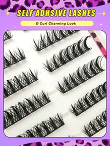 7对自粘式D型卷翘俄式假睫毛，无需胶水可重复使用，8-15毫米粗猫眼睫毛 - 黑色 - 查看 11