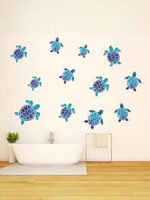 海龟墙贴，水下主题乙烯基墙贴，防水墙贴，适用于家庭、办公室、客厅、墙面、浴室、卫生间 - 均碼 - 查看 2