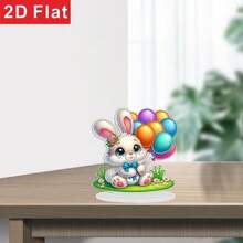 2D Flat Cute Rabbit, Easter Diamond Painting Desktop Decor, DIY Asymmetrical Shape Acrylic Diamond Embedded Decorative Craft Gift, 2D Flat - A - View 2