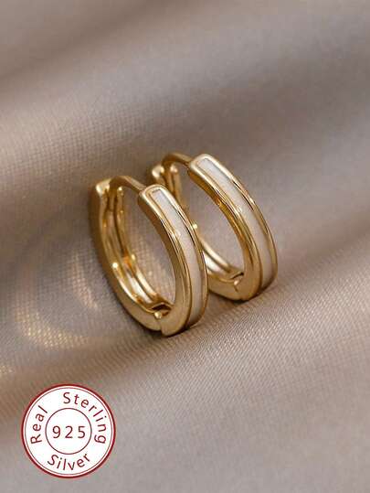 一对优雅仿珍珠耳环，S925纯银材质，复古时尚，女士耳环，高品质珠宝礼品，节日/生日礼物