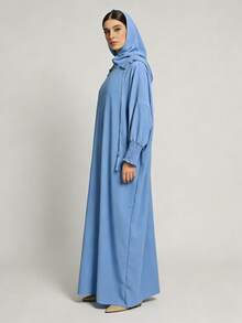 1件女士连帽长袍祈祷服，休闲宽松透气伊斯兰服饰，可作阿巴雅、希玛尔、卡夫坦、卡夫坦，适合日常穿着和送礼（抽绳颜色可能因生产批次不同而有所差异）春季 - 連帽長袍 - 查看 17
