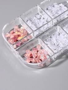 6-Grid Luxury Nail Art Decorations, Laser Orange Bow Design Pearl Cute Ribbon Accessories, Women Manicure Supplies And Tools Nails - Multicolor - View 5