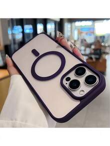 Transparent Magnetic Phone Case, Compatible With 17 Pro Max, 16, 15, 14, 13, 12, 11 Pro Plus Max, Mini 7, 8, SE, 16e, 7P, X, XR, Xs Max, Shock-Proof Protective Cover, Compatible With Samsung S25 Ultra, S24 Ultra, S23 FE, S22+ - Dark Purple - View 2