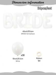 30/36/41件組新娘氣球套裝 - 40英吋白色BRIDE橫幅裝飾 霧面白色乳膠氣球 + 人造花瓣 適用於新娘派對、單身女郎派對、婚禮訂婚裝飾、新娘房裝飾、準新娘用品 - 白色 - 查看 10