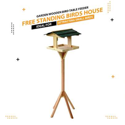 Crystals Traditional Wooden Bird Table Garden Birds Feeder – Free Standing Outdoor Feeding Station