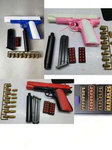 1 Manual Loading Soft Bullet Gun, Simulated Soft Bullet Toy Gun, Toy Shotgun, Toy Pistol, Soft Bullets, Random Color Accessories - Red - View 11