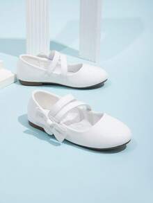 Giày bệt mũi tròn họa tiết da rắn cổ điển dành cho bé gái, thích hợp cho mùa xuân và mùa thu. - trắng - Xem 2