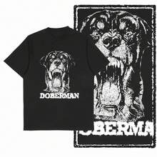 G59 Exclusive Pure Cotton Men's Vintage Dog GraphicT-Shirt |   Streetwear Big Size Cool O-Neck Men's Tee Tshirt T Shirt - 黑 - 查看 5