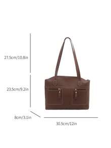 Solid Color New Retro Commuting Large Capacity Practical Handbag, Classic Versatile And Elegant Multi Pocket Zipper Design Women's Shoulder Bag, Suitable For Shopping, Wallets, Shopping, Young Women, College Students, Newcomers And White-Collar Workers. They Are Very Suitable For Offices, Universities, Work, Business, Commuting, Outdoor Activities, Travel, And Outings - Coffee - View 8
