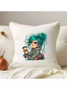 1pc/2pcs/3pcs Coffee Girl Heat Transfer Vinyl Stickers, Easy To Iron, Washable And Durable, Suitable For DIY T-Shirts, Jeans, Backpacks And Pillows, Iron-On Transfer Stickers - L - View 8