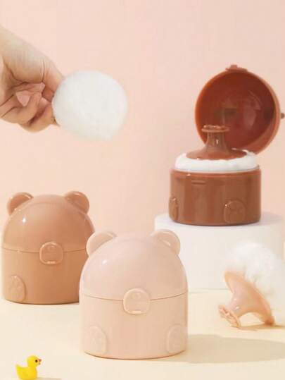 2个/套便携式散粉扑带收纳盒 - 内含柔软海绵粉扑，可装50克散粉，适用于面部和身体散粉收纳，化妆品收纳方案 | 多彩设计 | 柔软海绵粉扑，化妆品收纳盒 - 防紫外线