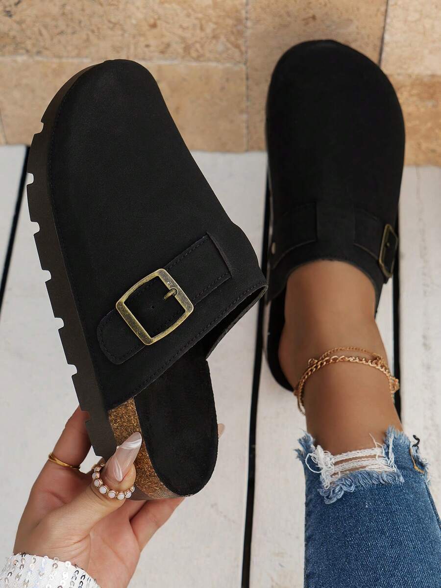 Women's Fashion Casual Slip-On Slippers, Thick Sole Closed Toe House Shoes