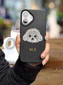 Ốp điện thoại da giả thêu hình cún con cá nhân hóa, ốp điện thoại hình gấu dễ thương, ốp điện thoại đẹp, vỏ bảo vệ điện thoại cá nhân hóa, tương thích với Apple 17, 16, 15, 14, 13, 12, 11 Pro Max, 14, 15, 16 Plus, 17 Air, dập nổi chữ nhiệt, vỏ bảo vệ toàn diện, quà tặng DIY ốp điện thoại thời trang - trắng - Xem 8