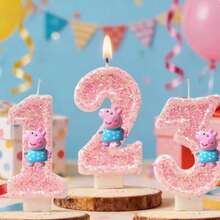 3D卡通人物蜡烛，1-7数字蜡烛，动漫蛋糕装饰，派对蛋糕装饰，生日礼物 - 彩色 - 查看 1