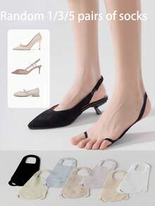 1/3/5 đôi tất nữ ngẫu nhiên, tất cổ nông, tất ngón chân thoáng khí bằng lụa băng, tất nửa lòng bàn tay siêu mỏng chống trượt, mùa hè - Nhiều màu - Xem 10