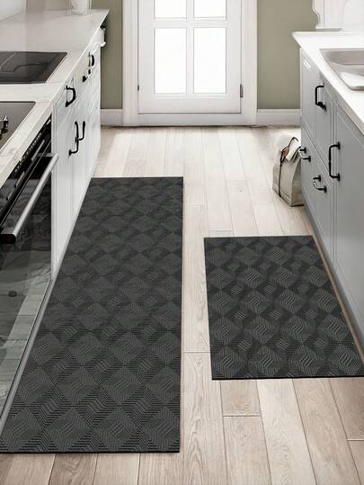 قطعة واحدة من بساط أرضية المطبخ ذو التصميم الأدنى الأسود بتقنية الديتوم. بساط امتصاصي ومقاوم للاتساخ للمطبخ، سجادة مطبخ مقاومة للأوساخ، غير انزلاقية وسهلة العناية. يمكن استخدامها كبساط مطبخ، بساط غرفة الطعام، بساط الممر، بساط غرفة الغسيل، ديكور الغرفة.